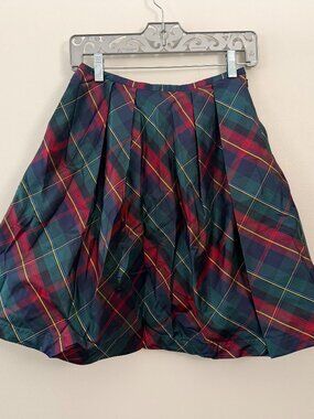 VINTAGE RALPH LAUREN BLUE LABEL SIGNATURE SILK PLAID A-LINE SKIRT 2